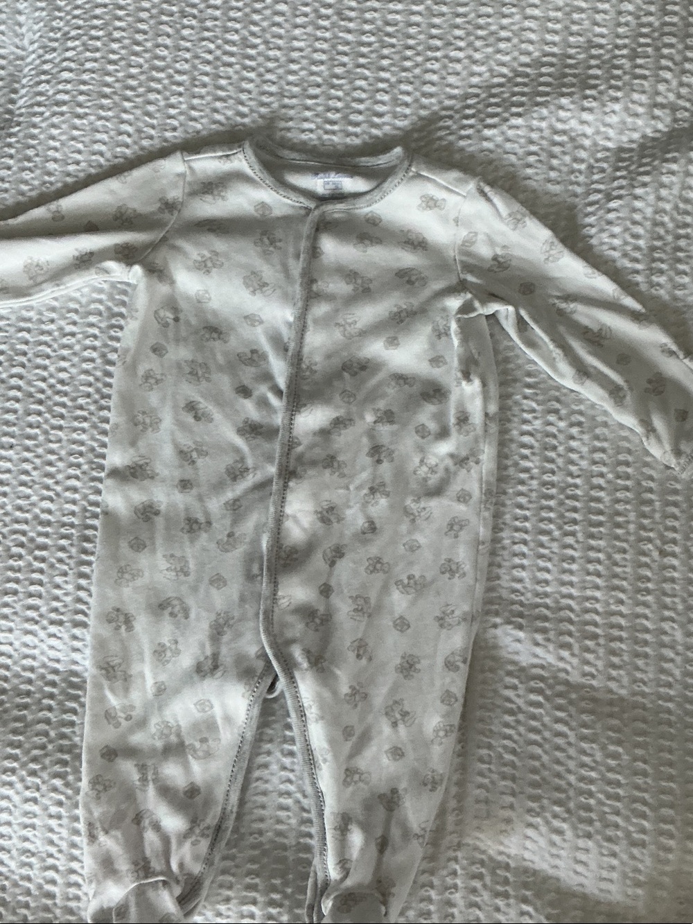 Ralph Lauren Cream and Light Gray Patterned Footed One-Piece